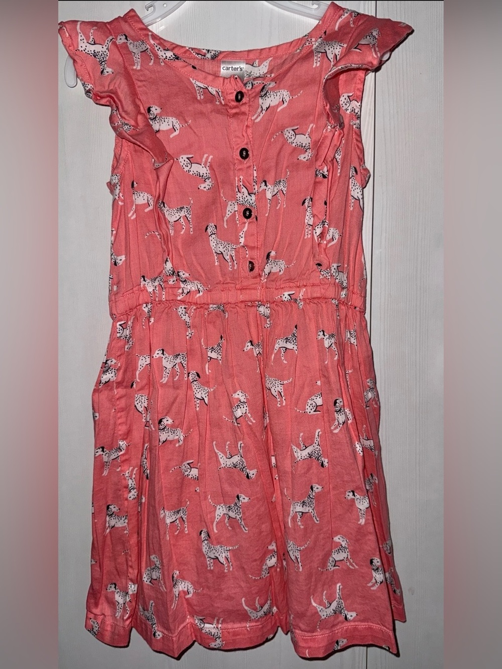 Carter's Coral and White Dalmatian Spot Dress